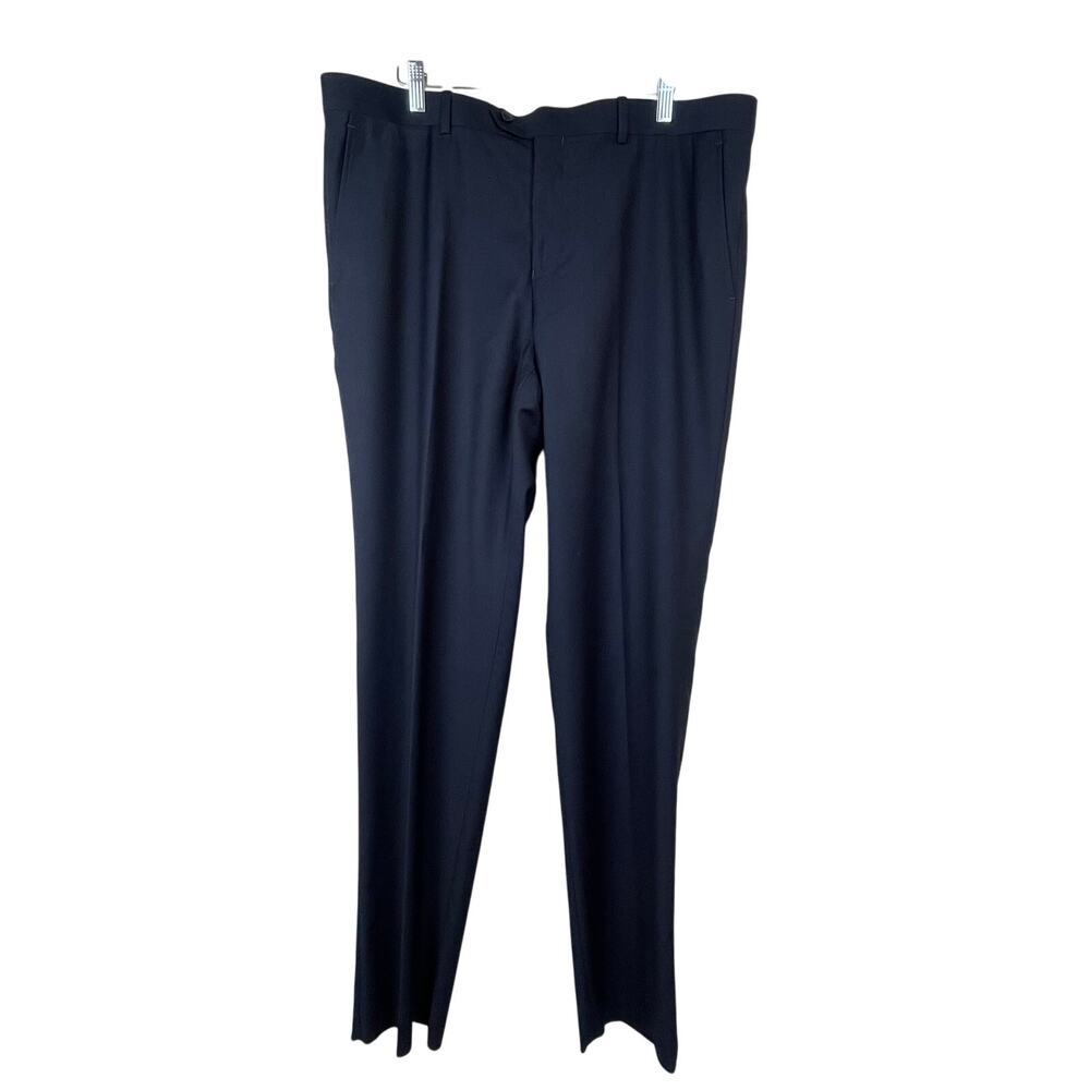 Gino Valentino Blue Partittta Dress Suit Pants Unhemmed Waist 40 Flat Front‎